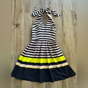 Ted Baker Sarera Stripe Multicolored Halter Fit and Flare Dress Size Ted 1/US